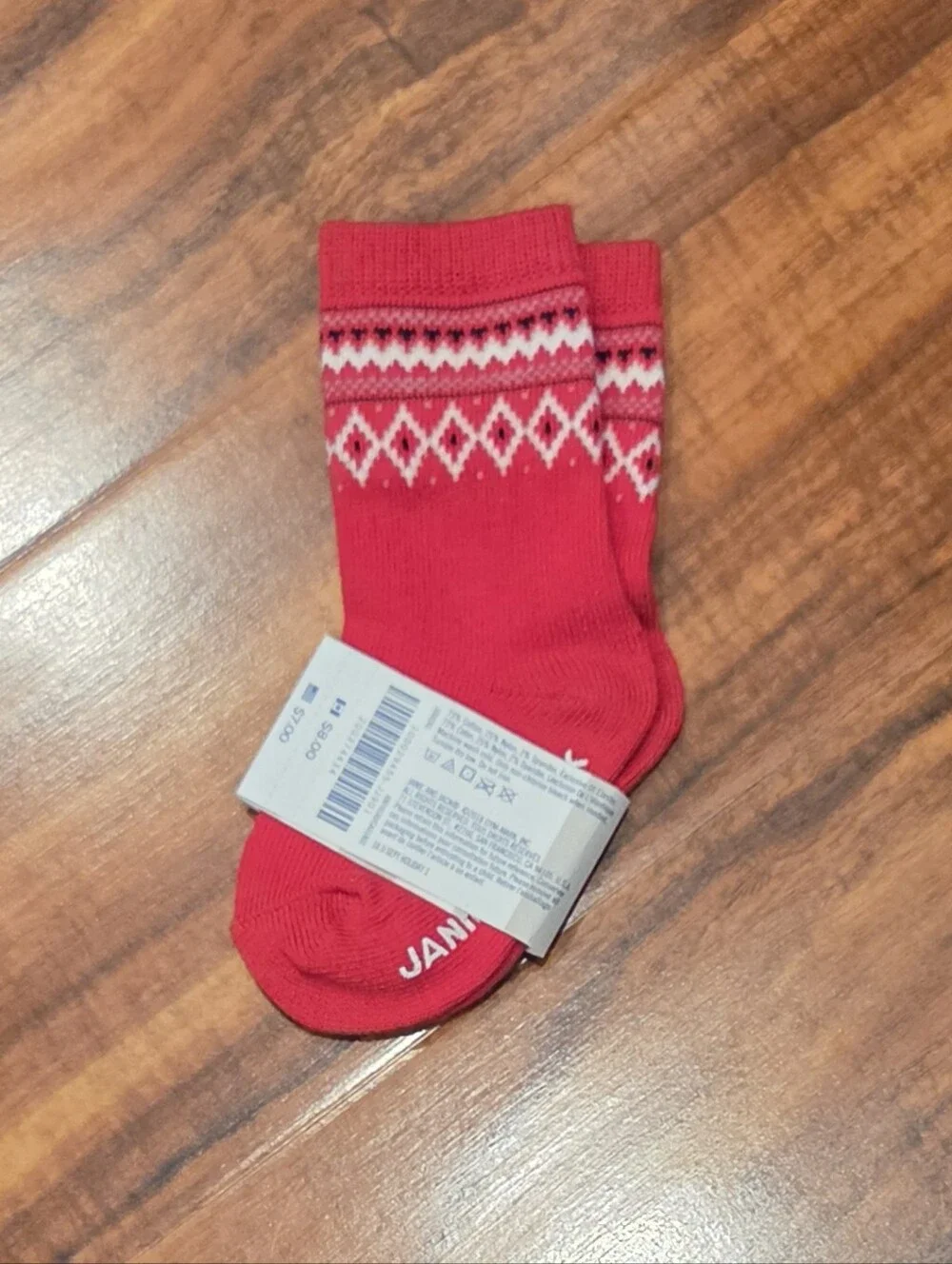 Janie and Jack NWT 6-12 Months Red Knit Hat and Fair Isle Socks